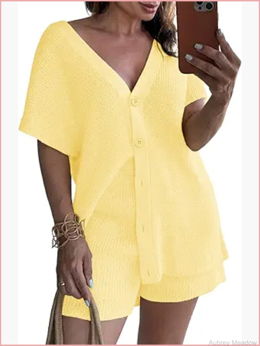 2 Piece Sweater Set Oversized Cardigan Shorts Lounge Set